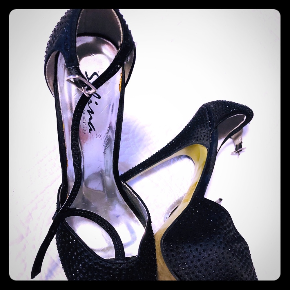SELINA black swarovski studded platform heels!